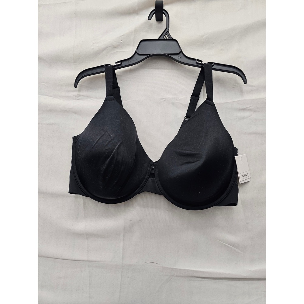 Auden Womens Lightly Lined Full Coverage Bra Black Nylon Blend Casual Size 42DDD